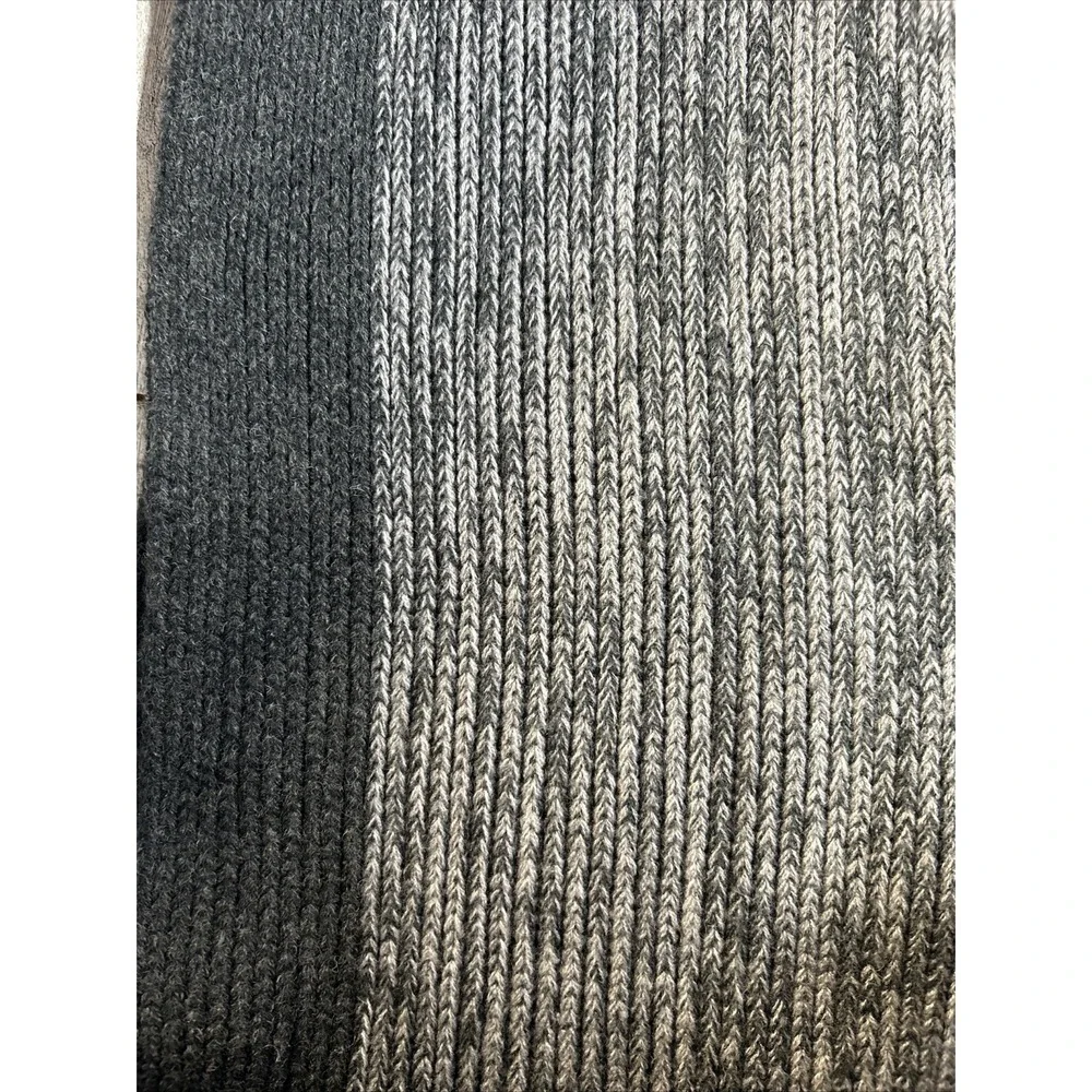 Calvin Klein‎ Mens Scarf Grey Ribbed Knit Colorblock Fringe Winter Accessory OS